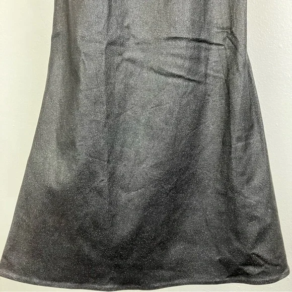 SOLD Collectif Black Glitter Maxi Prom Dress - Leather Look Mermaid Gown XS - Picture 14 of 16